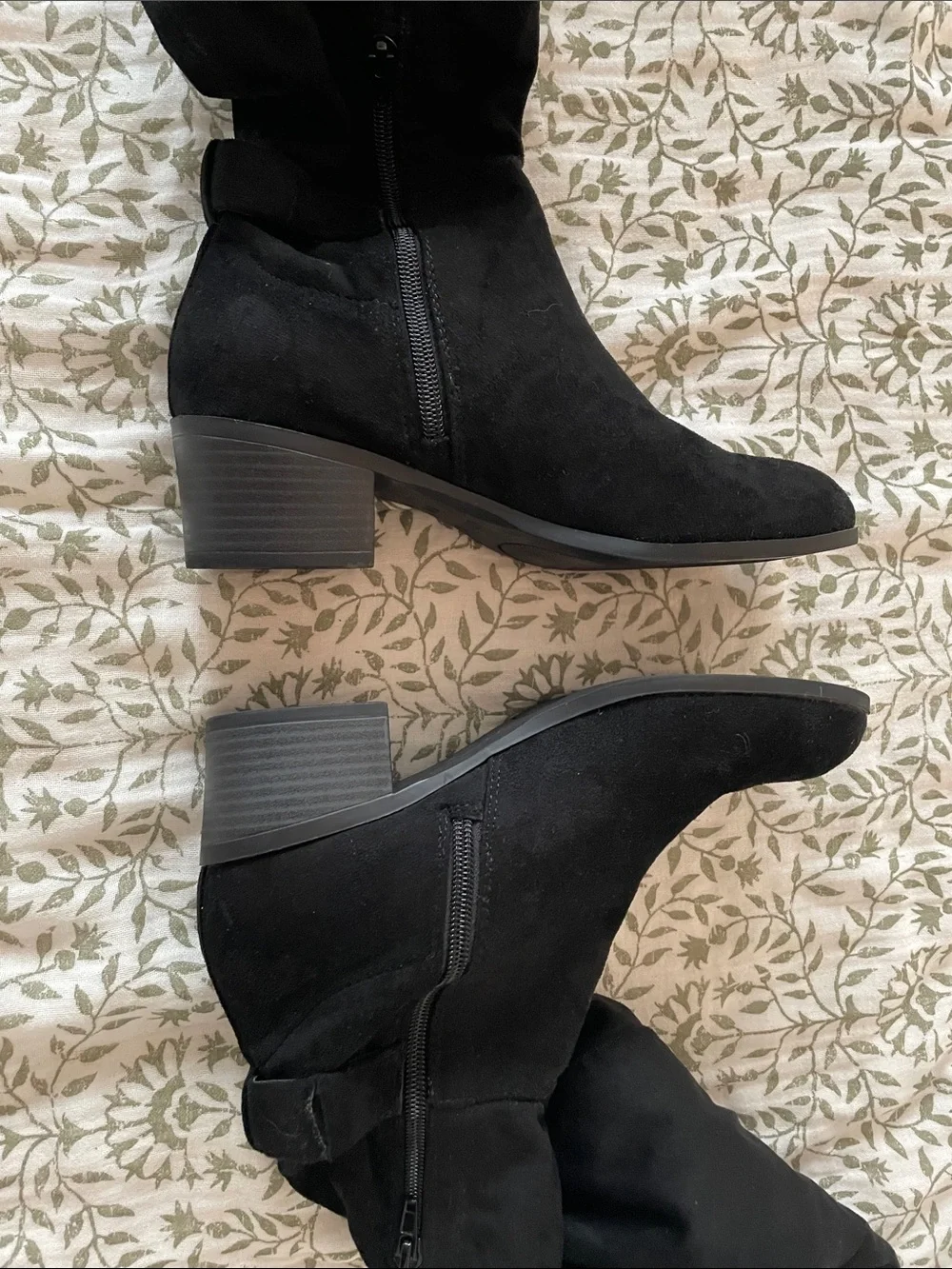 Women's Black Suede Over-the-Knee Boots with Buckle Detail